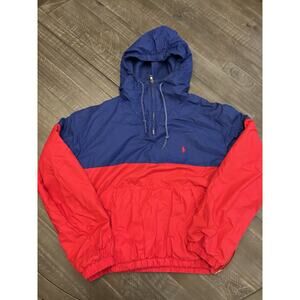 Polo Ralph Lauren Colorblock Pullover Windbreaker Hoodie Navy/Red Size M